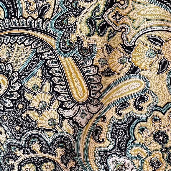 Van Heusen Sz 4 Yellow Teal Paisley Pencil Career Skirt - Picture 3 of 7